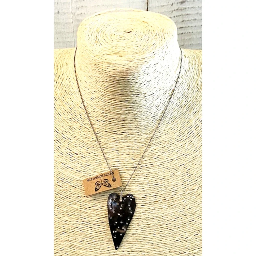 NWT Mitzy Jonkheer Sterling Silver Heart Pendant Necklace Handmade Artist Signed